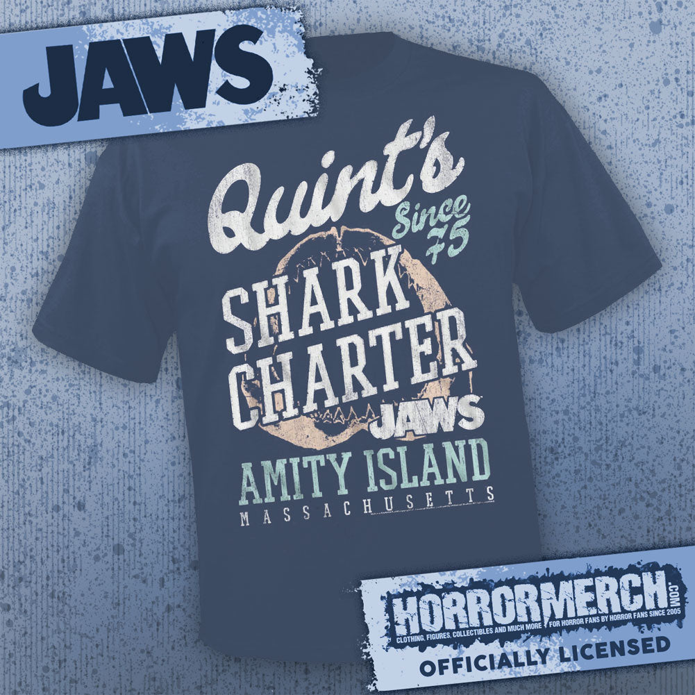 Jaws - Quints Shark Charter (Navy) Mens Shirt