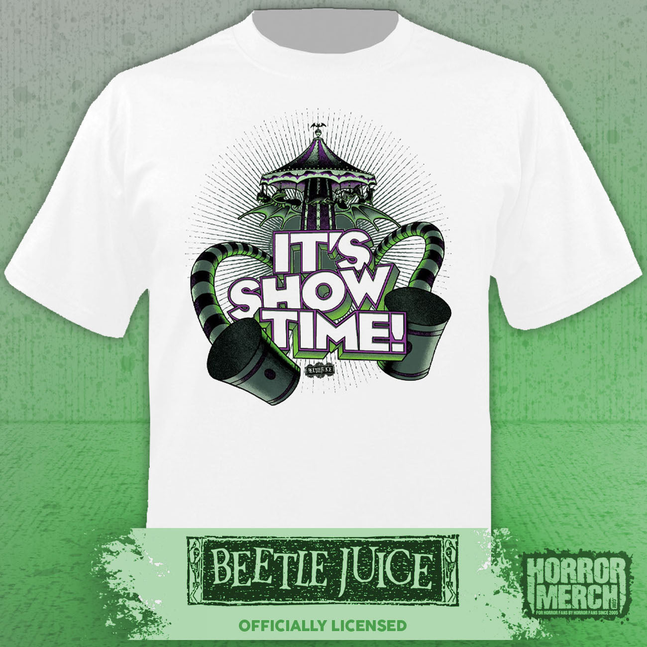 Beetlejuice - Its Show Time Mens Shirt (White)