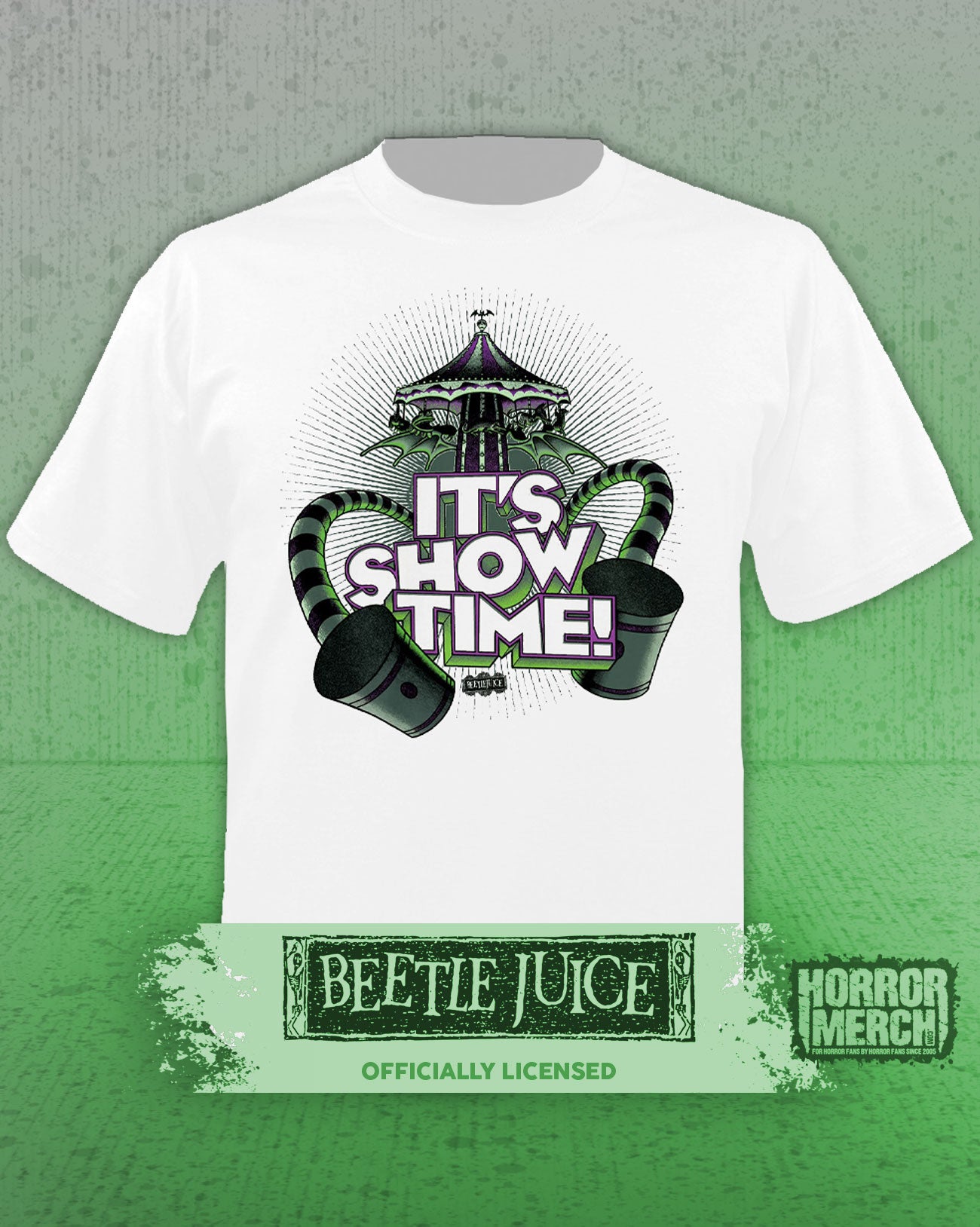 Beetlejuice - Its Show Time Mens Shirt (White)