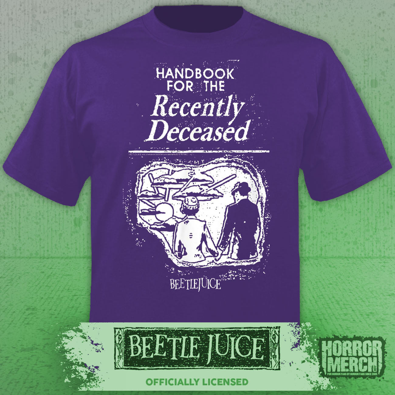 Beetlejuice - Handbook For The Recently Deceased Mens Shirt (Purple)
