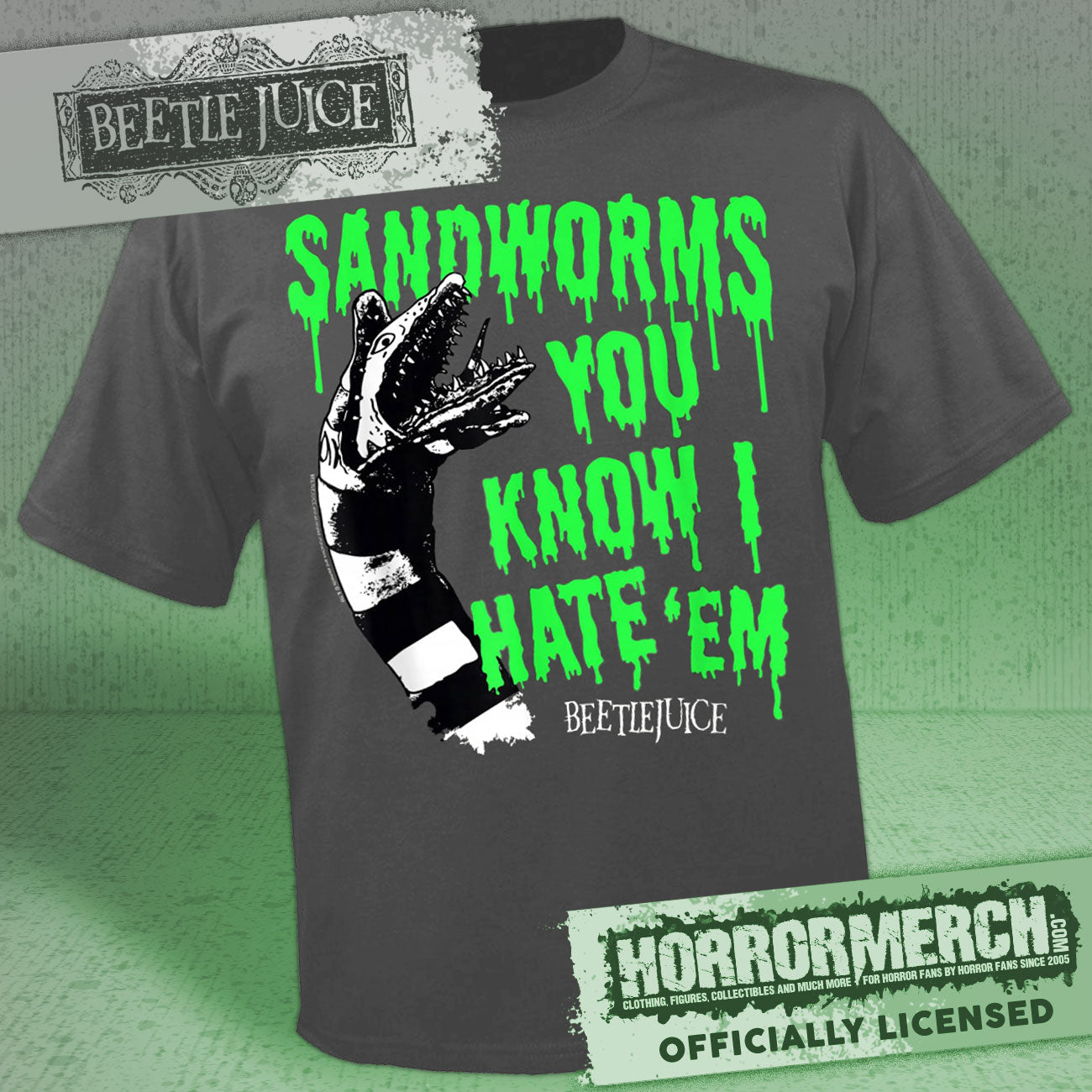 Beetlejuice - Sandworms Mens Shirt (Gray)