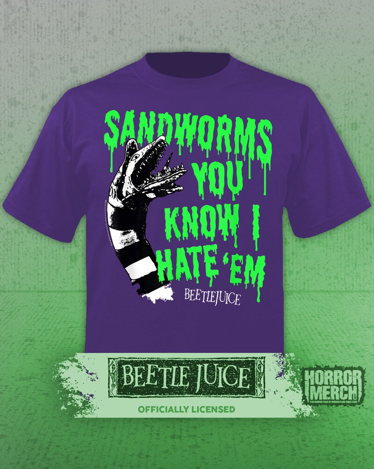 Beetlejuice - Sandworms Mens Shirt (Purple)