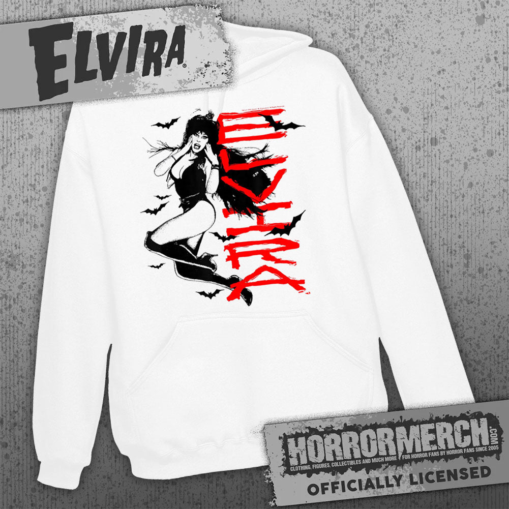 Elvira - Bats (White) Hooded Sweatshirt