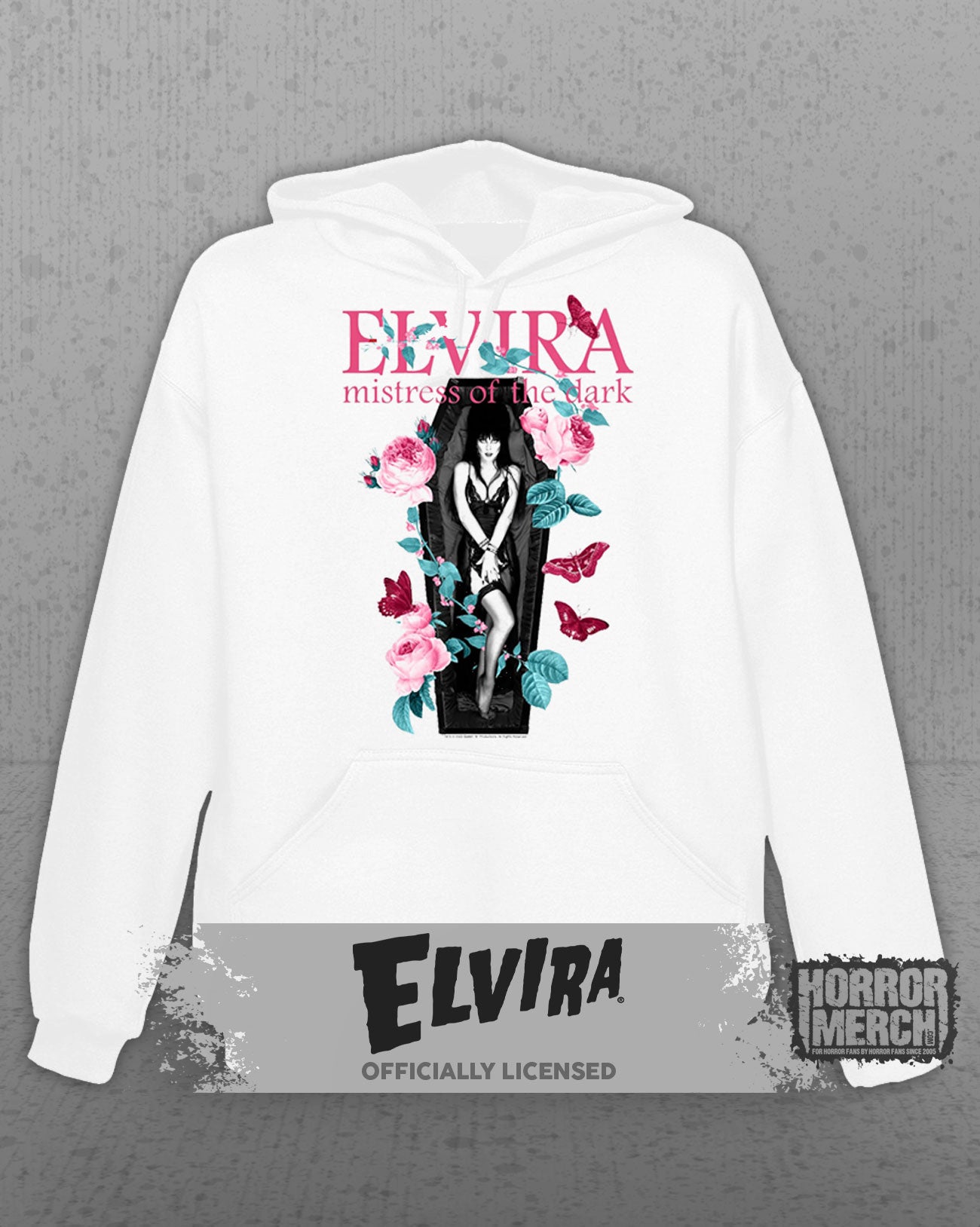 Elvira - Coffin Hooded Sweatshirt (White)