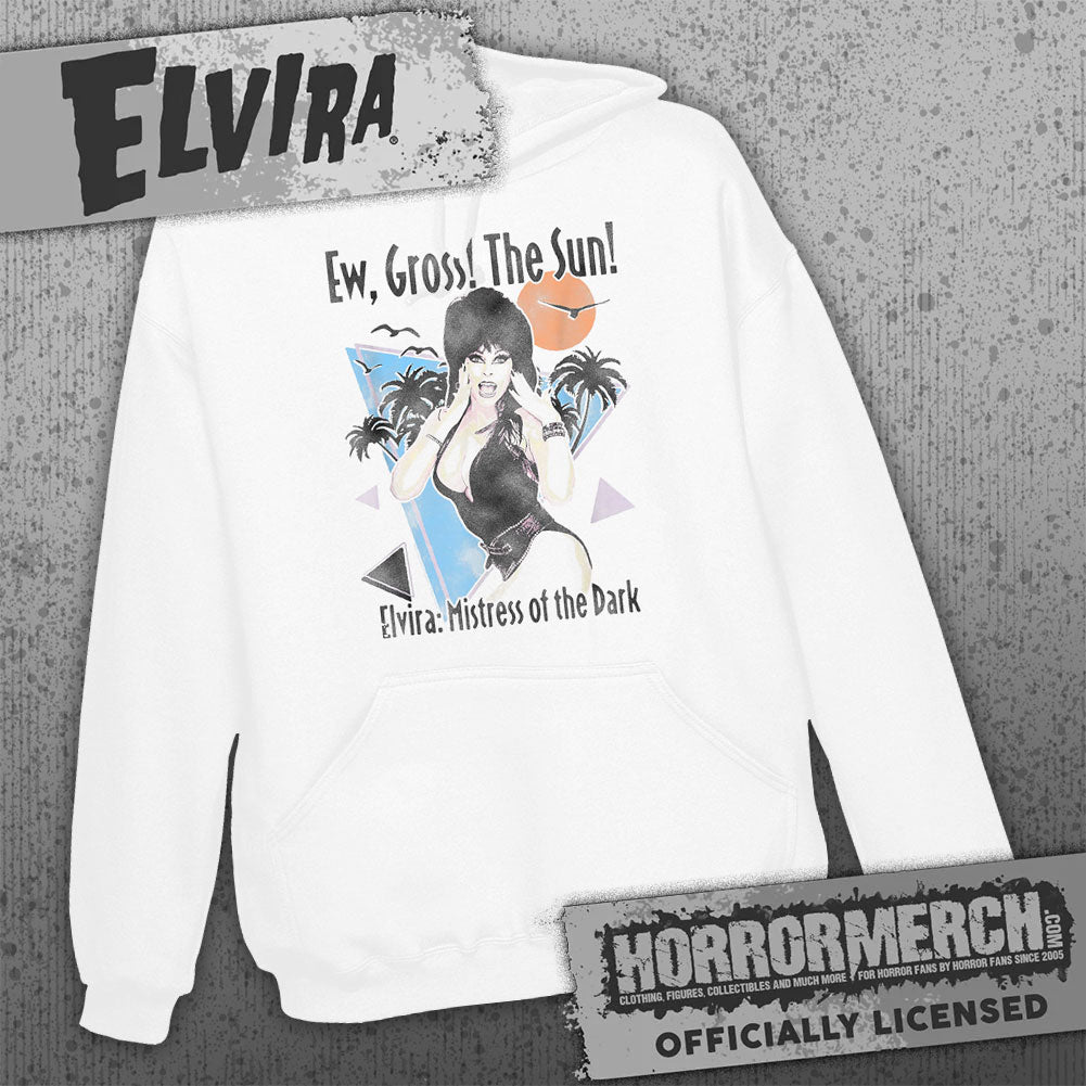 Elvira - Ew Gross The Sun (White) Hooded Sweatshirt