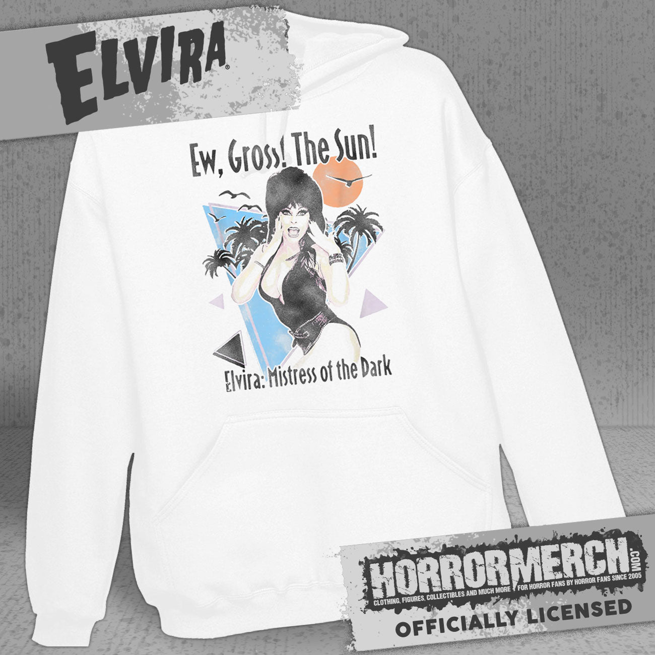 Elvira - Ew Gross The Sun (White) Hooded Sweatshirt