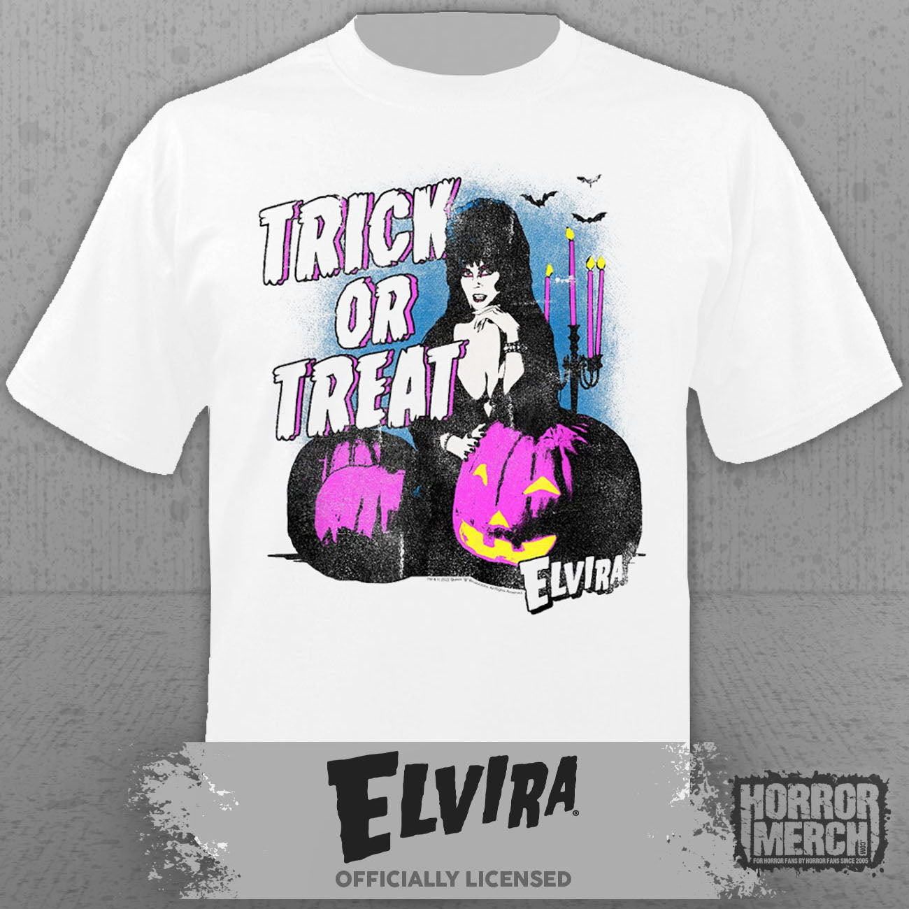 Elvira - Trick Or Treat Pumpkins Womens Shirt (White)