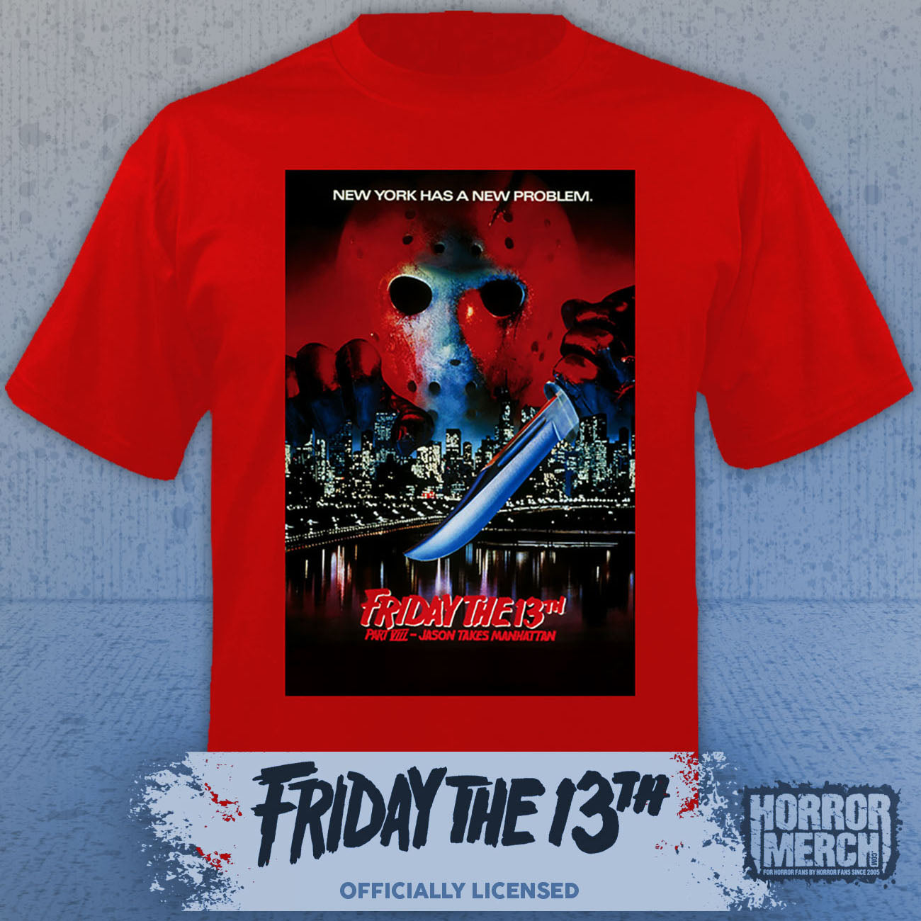 Friday The 13th - NY Poster Mens Shirt (Red)