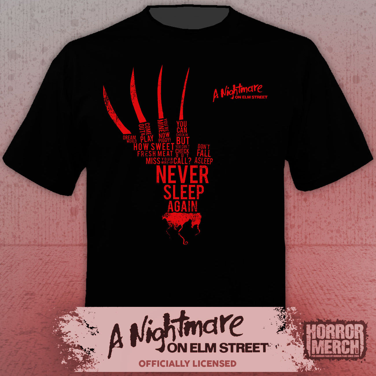 Nightmare On Elm Street - Glove Text Mens Shirt