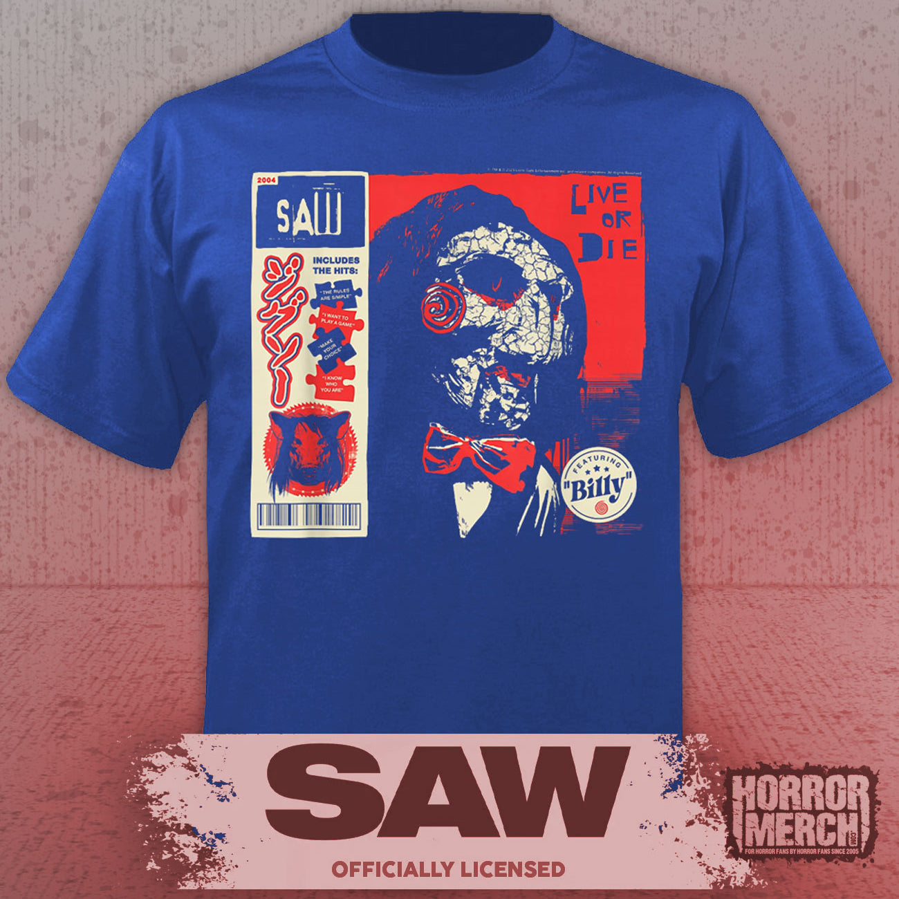 Saw - Billy (CD) Horror Women's T-Shirt (Blue)