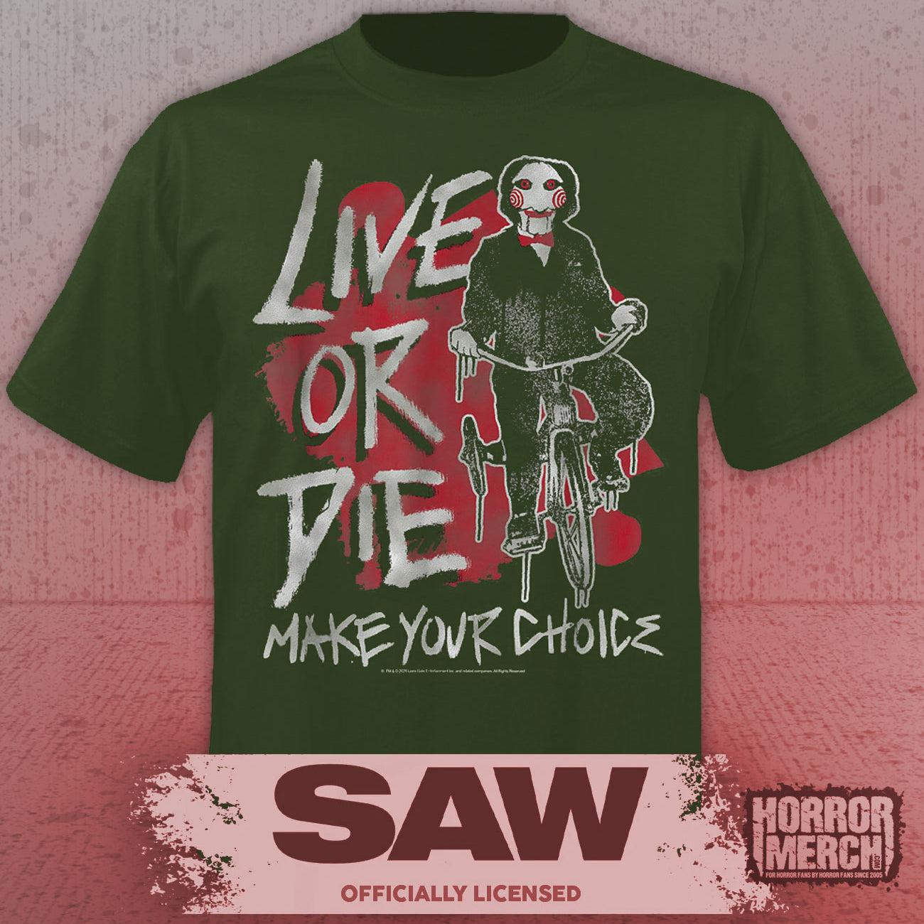 Saw - Live Or Die (Bike) Horror Women's T-Shirt (Green)
