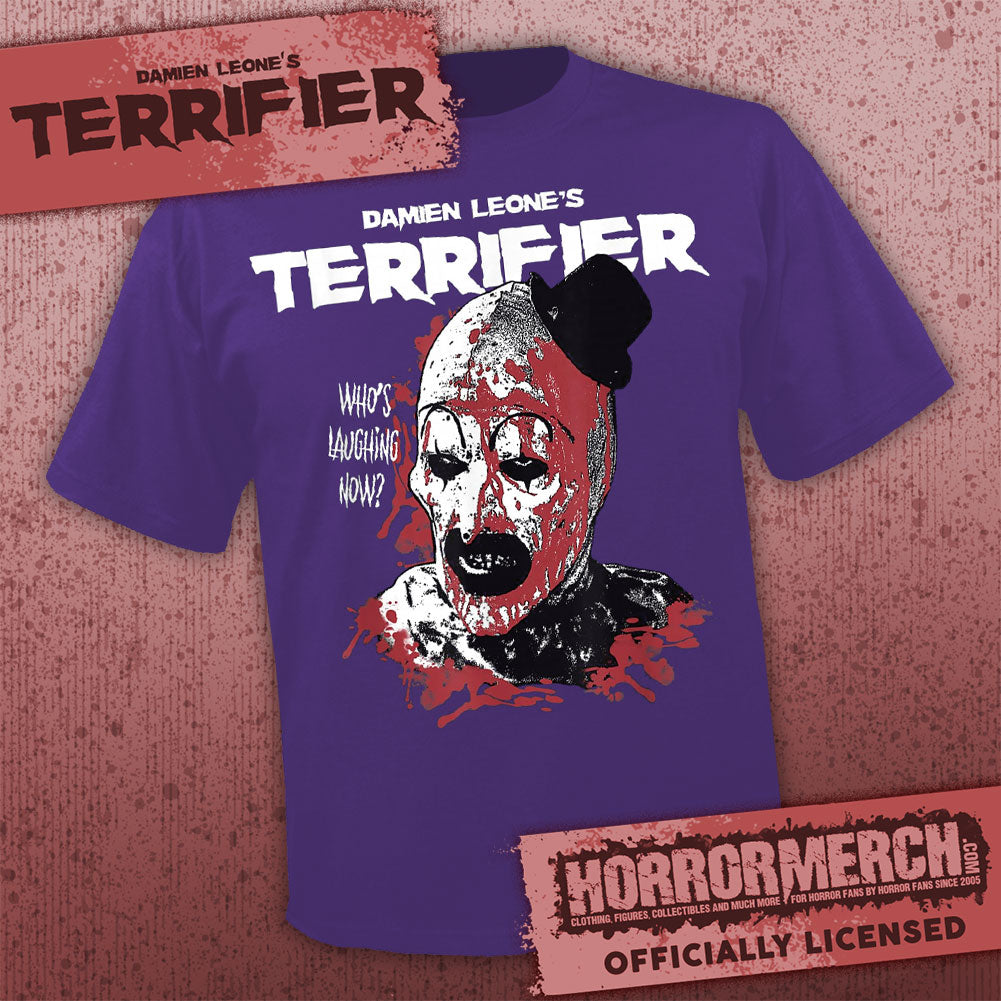 Terrifier - Whos Laughing Now (Purple) Mens Shirt
