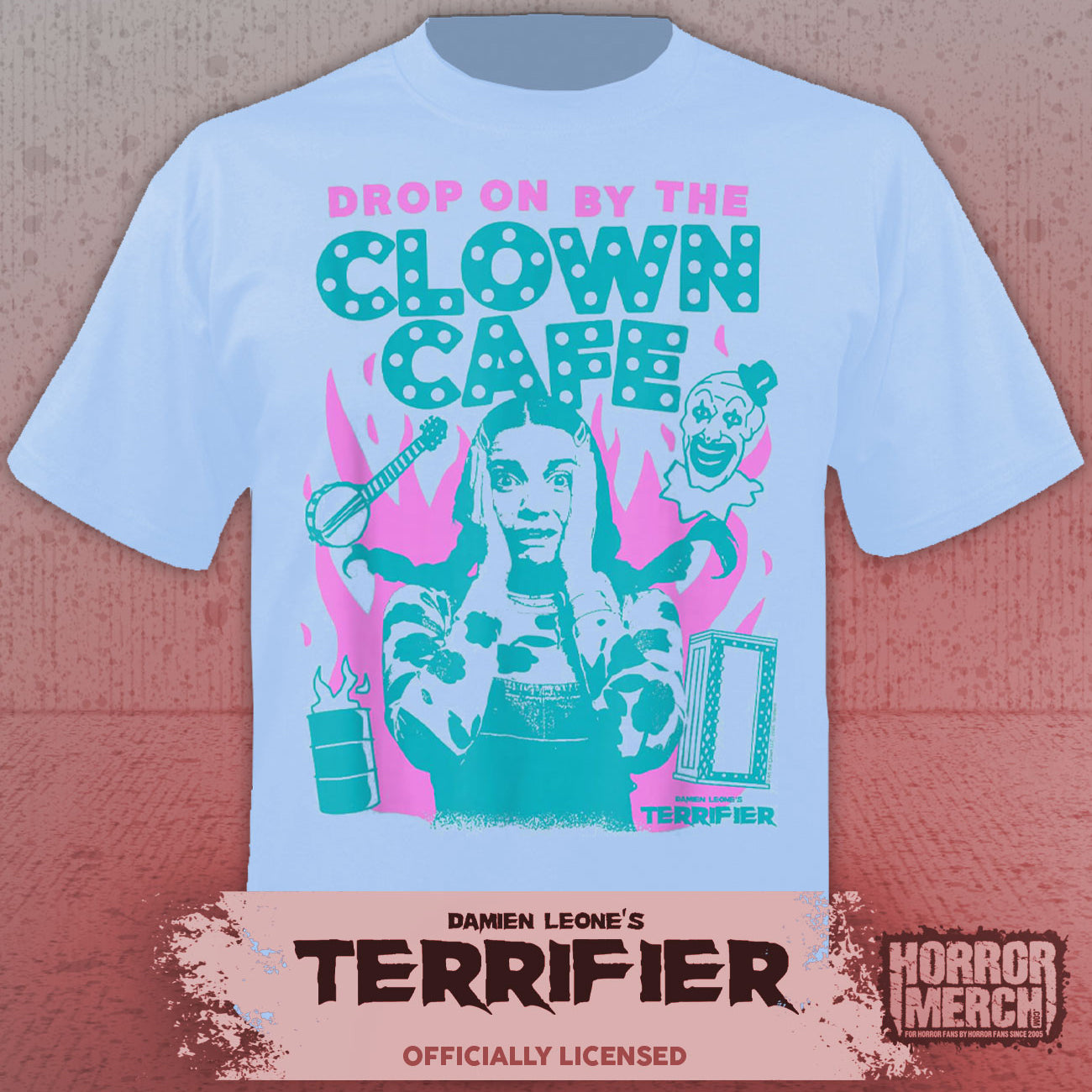 Terrifier - Clown Cafe Mens Shirt (Blue)