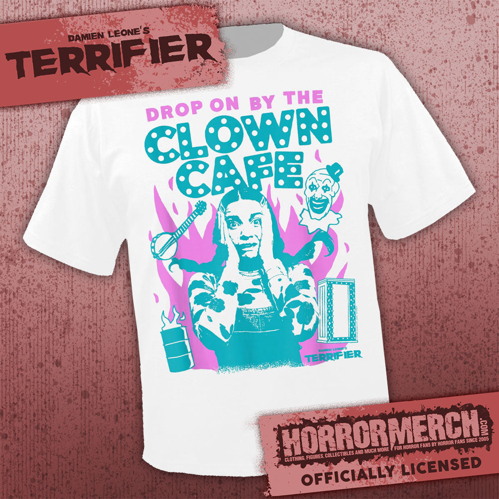 Terrifier - Clown Cafe (White) Mens Shirt