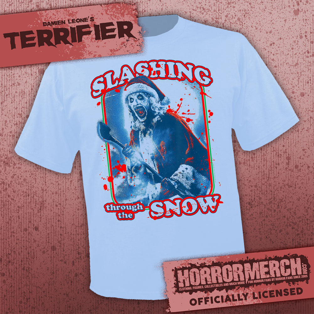 Terrifier - Slashing Through The Snow (Blue) Mens Shirt