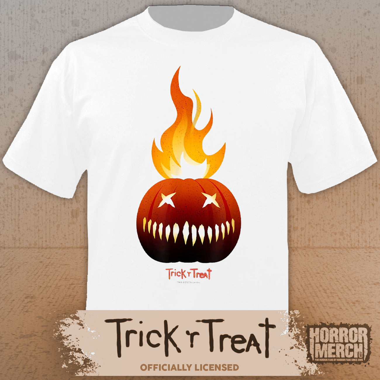 Trick R Treat - Pumpkin Mens Shirt (White)