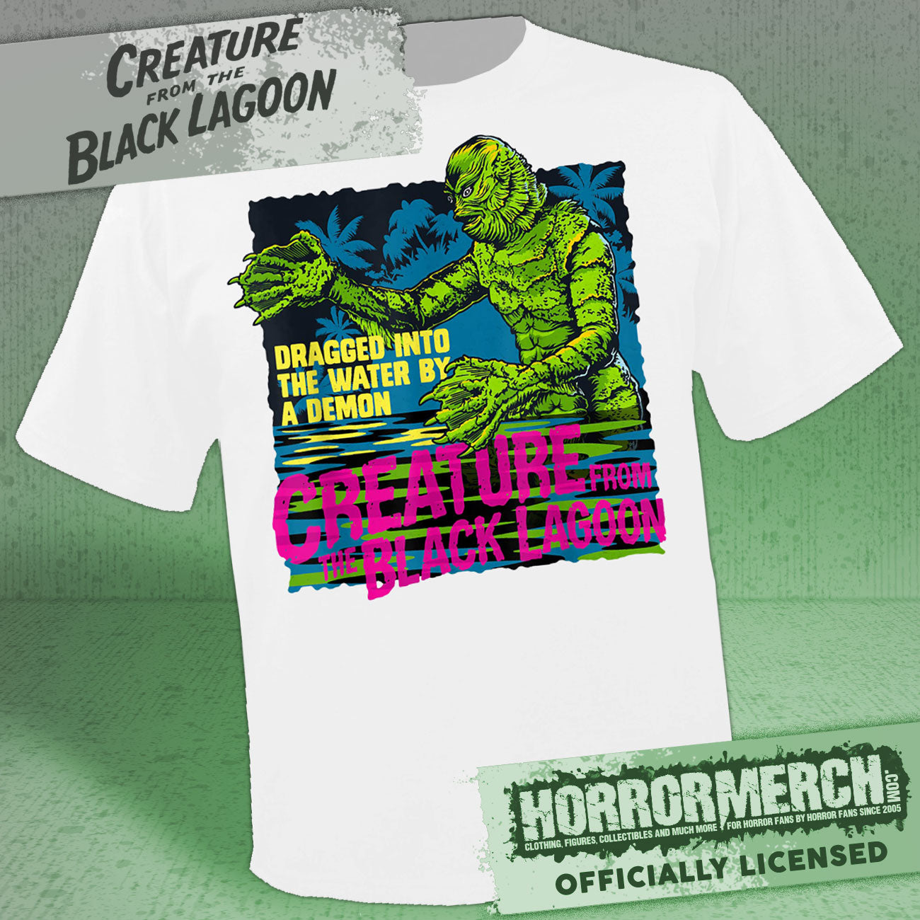 Creature From The Black Lagoon - Neon (White) Mens Shirt