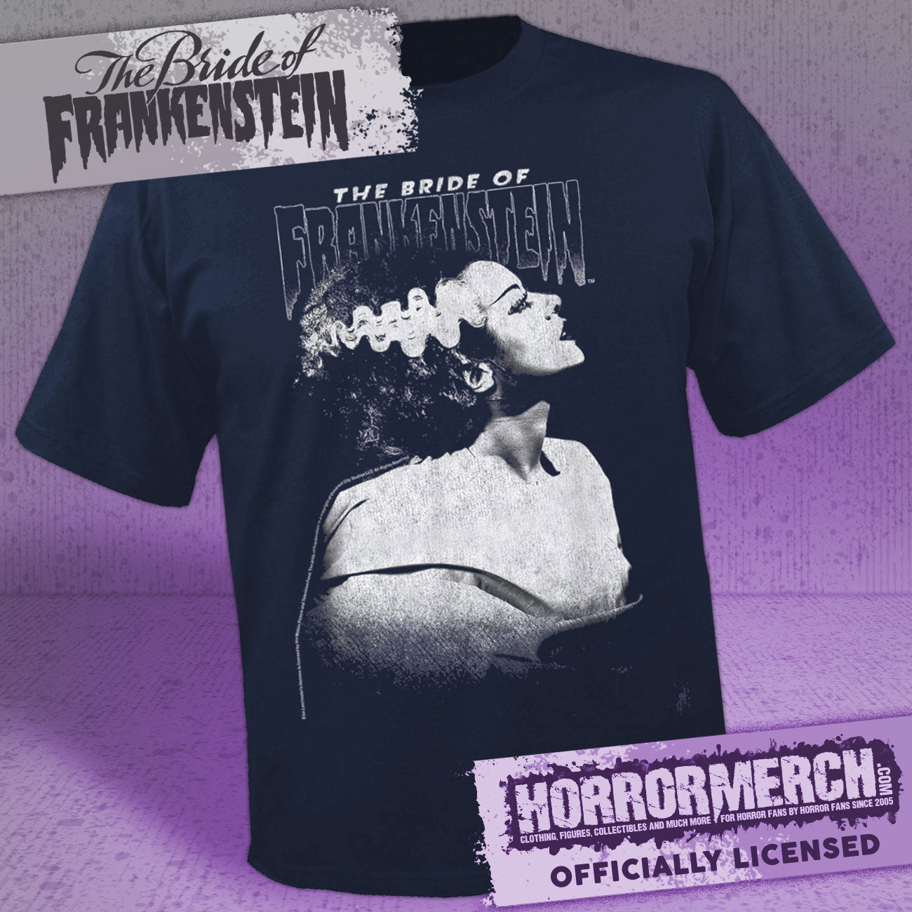 Bride Of Frankenstein - Closeup (Navy) Mens Shirt
