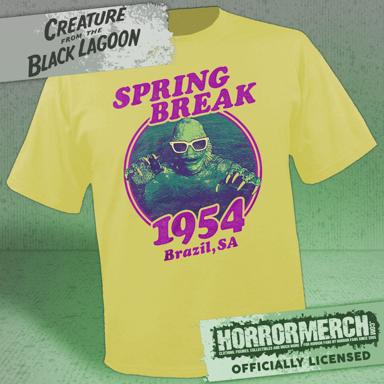 Creature From The Black Lagoon - Spring Break (Yellow) Mens Shirt