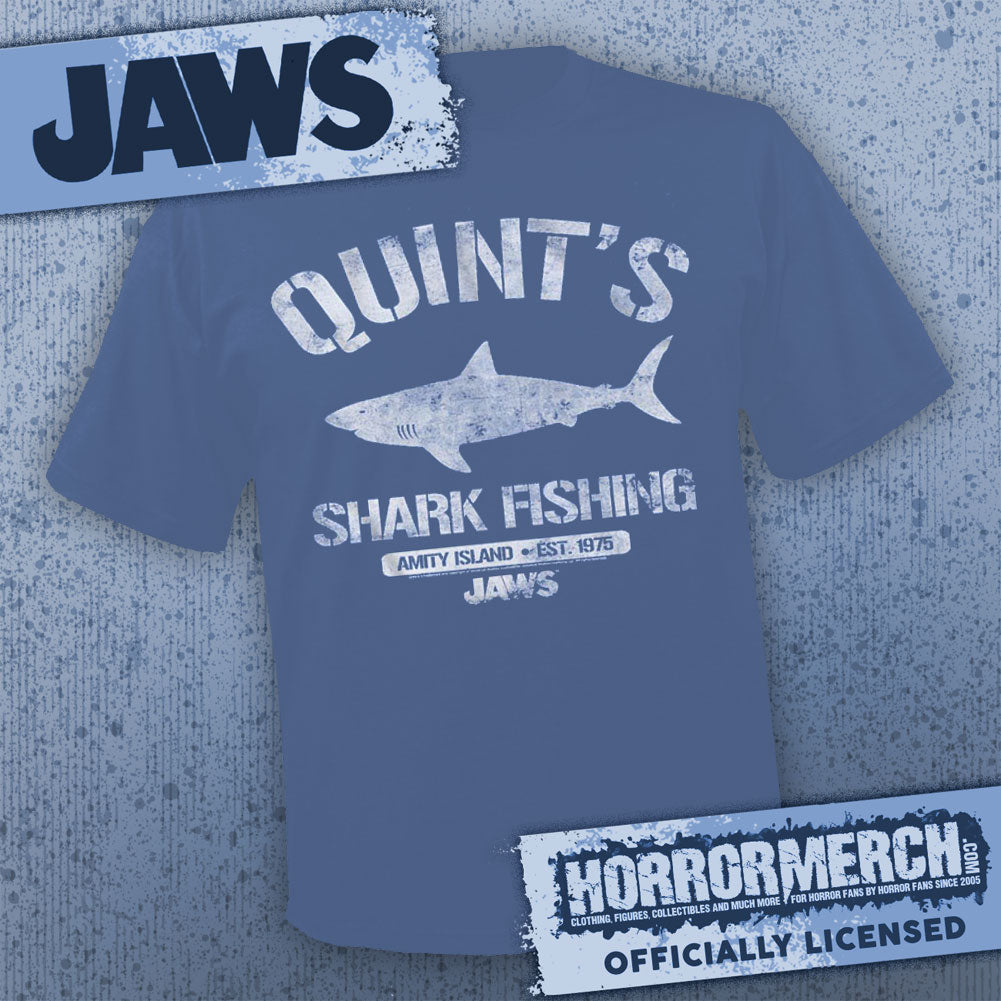 Jaws - Quints Shark Fishing (Navy) [Mens Shirt] – Horrormerch.com