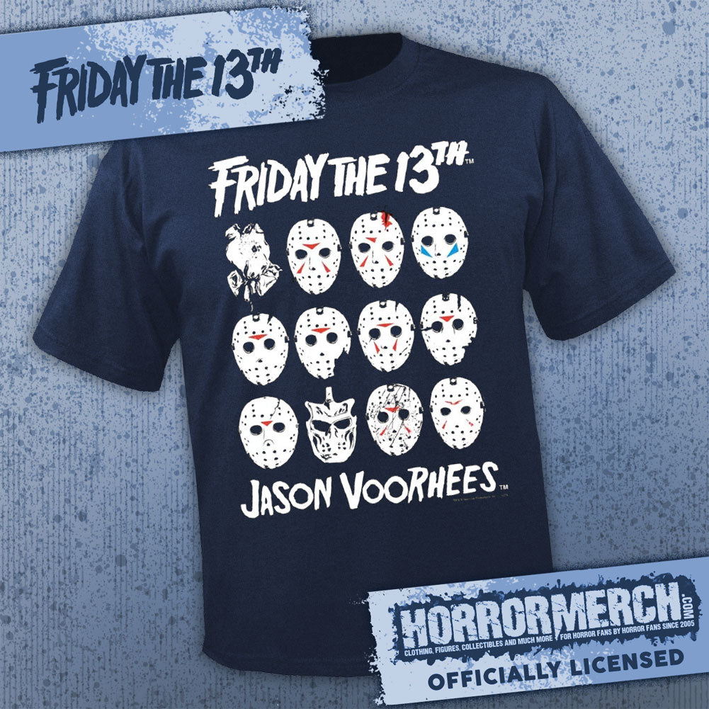 Friday The 13th - Masks (Navy) [Mens Shirt]