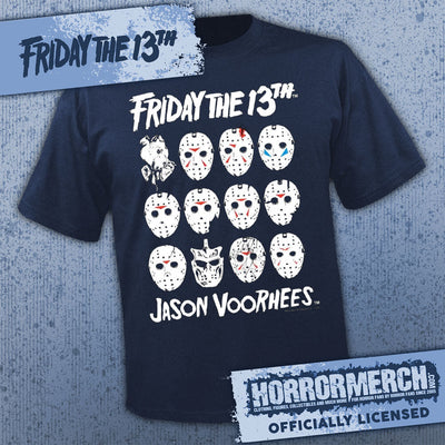 Friday The 13th - Masks (Navy) [Mens Shirt]