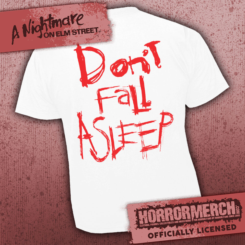 Nightmare On Elm Street - Dont Fall Asleep (Front And Back Print) (White) [Mens Shirt]