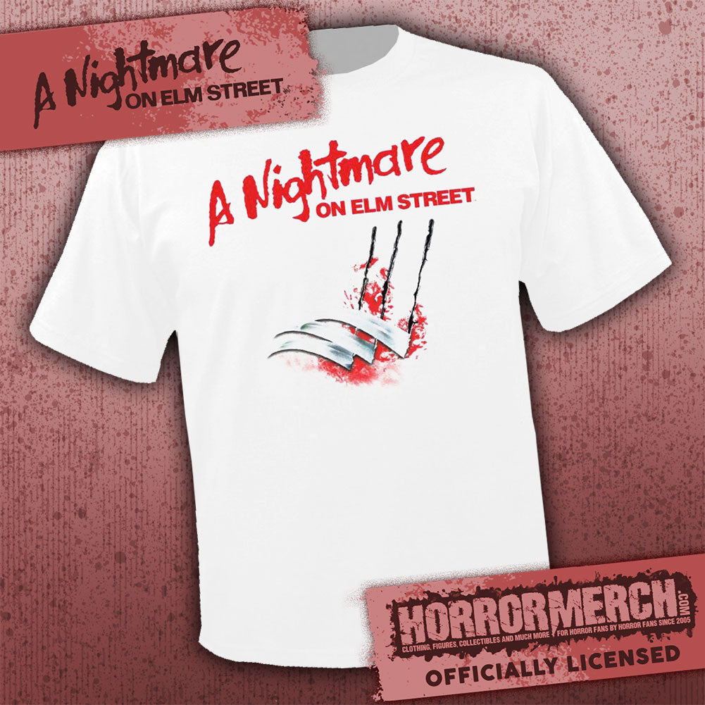 Nightmare On Elm Street - Dont Fall Asleep (Front And Back Print) (White) [Mens Shirt]