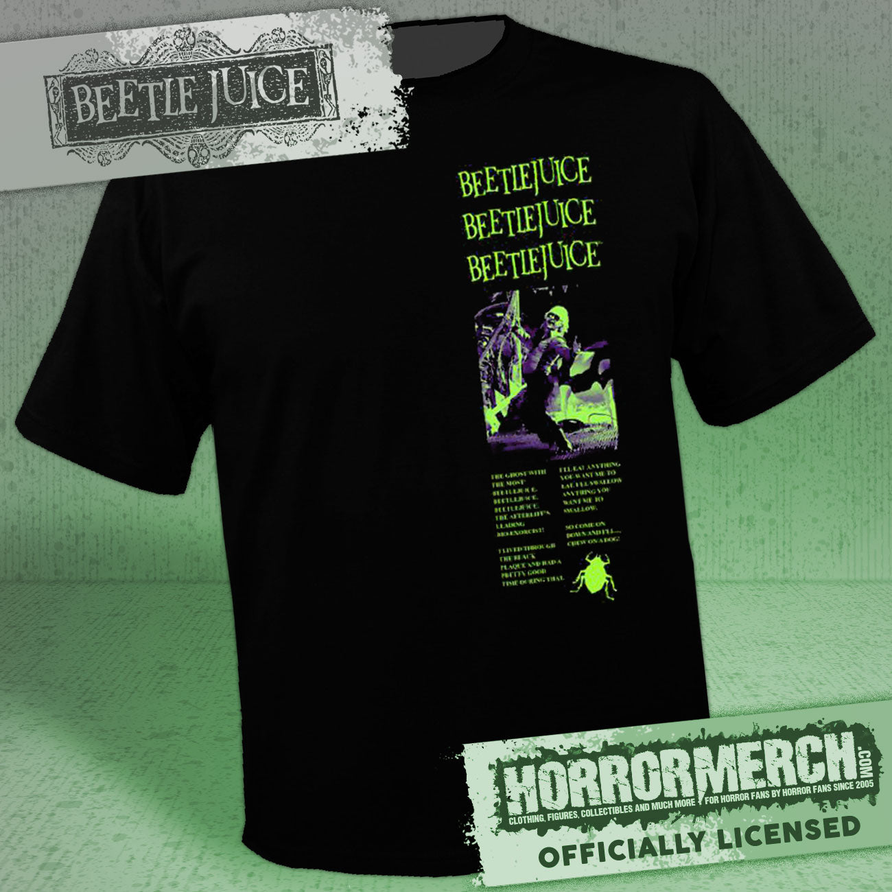 Beetlejuice - Racing Stripe Ad Mens Shirt 