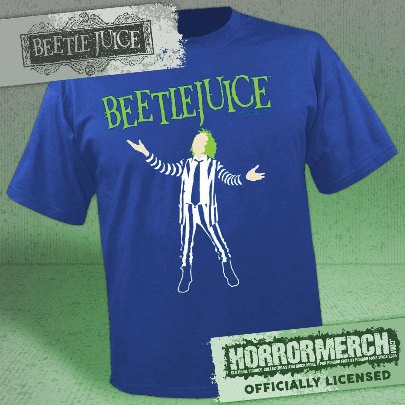 Beetlejuice - Cartoon Mens Shirt  (Blue)