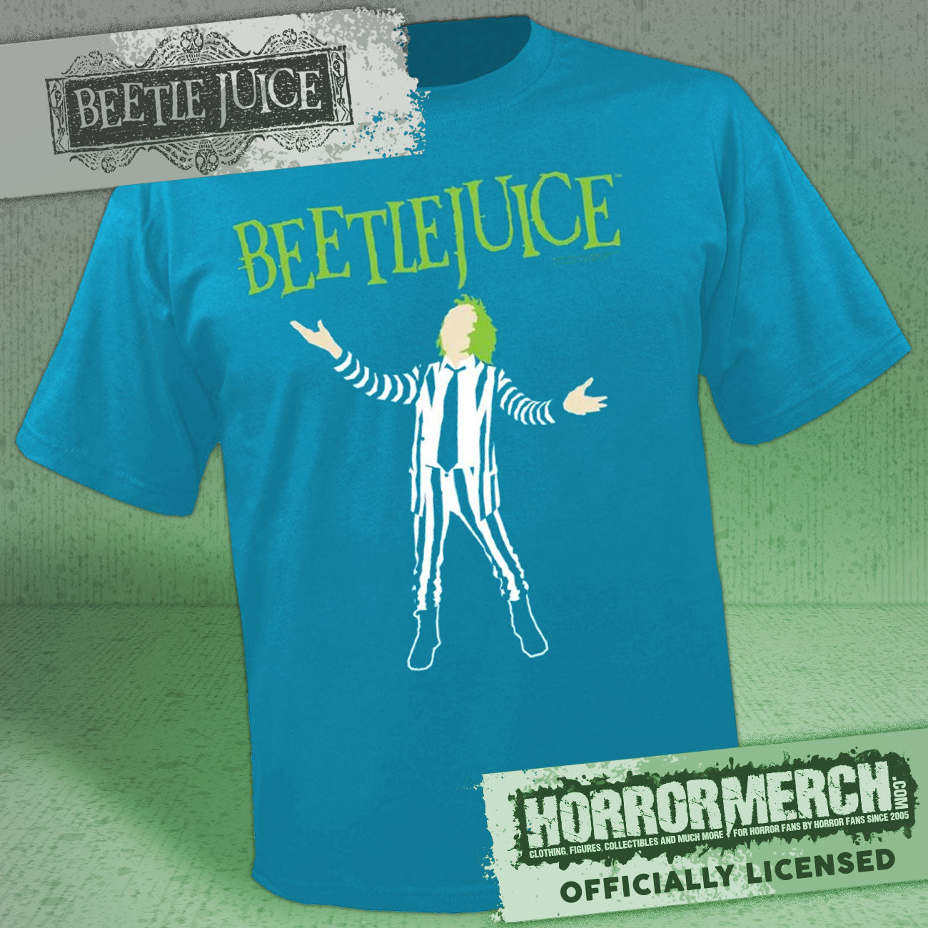 Beetlejuice - Cartoon Teal Mens Shirt (Blue)