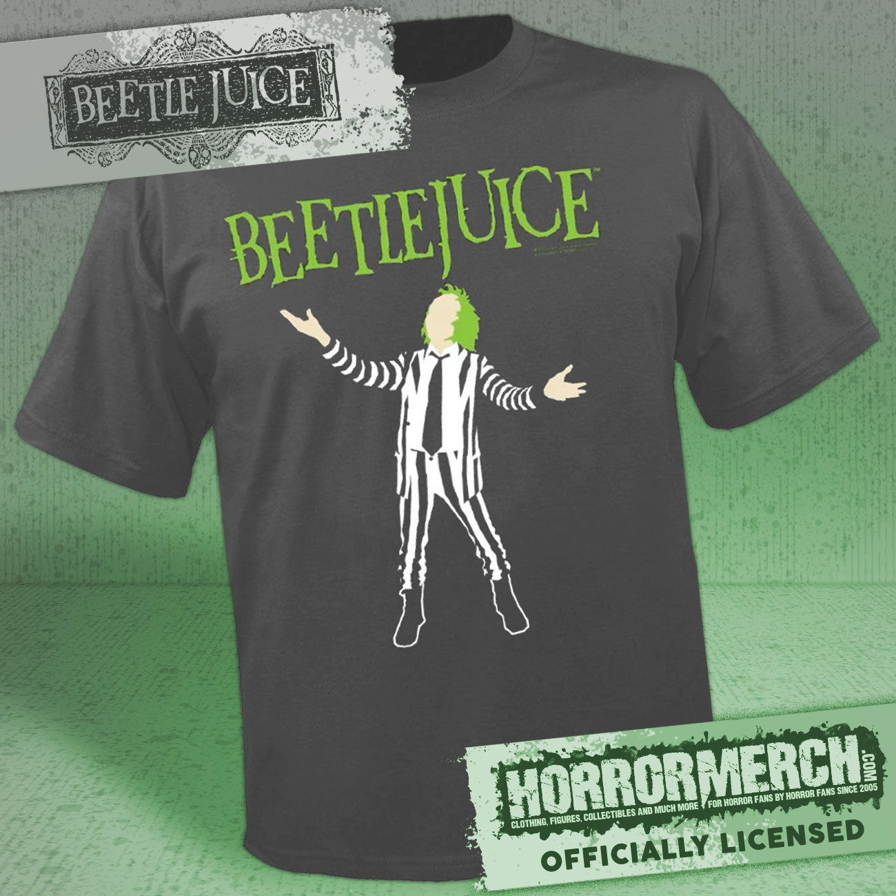Beetlejuice - Cartoon Dark Gray Mens Shirt