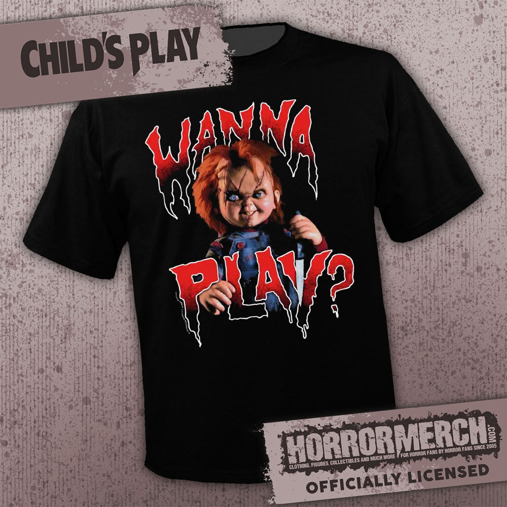 Childs Play - Wanna Play [Mens Shirt] – Horrormerch.com