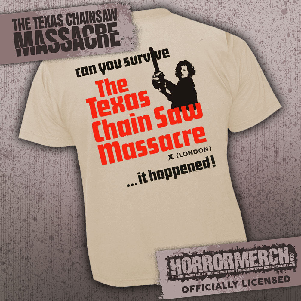 Texas Chainsaw Massacre - Can You Survive (Tan) (Front And Back Print) [Mens Shirt]