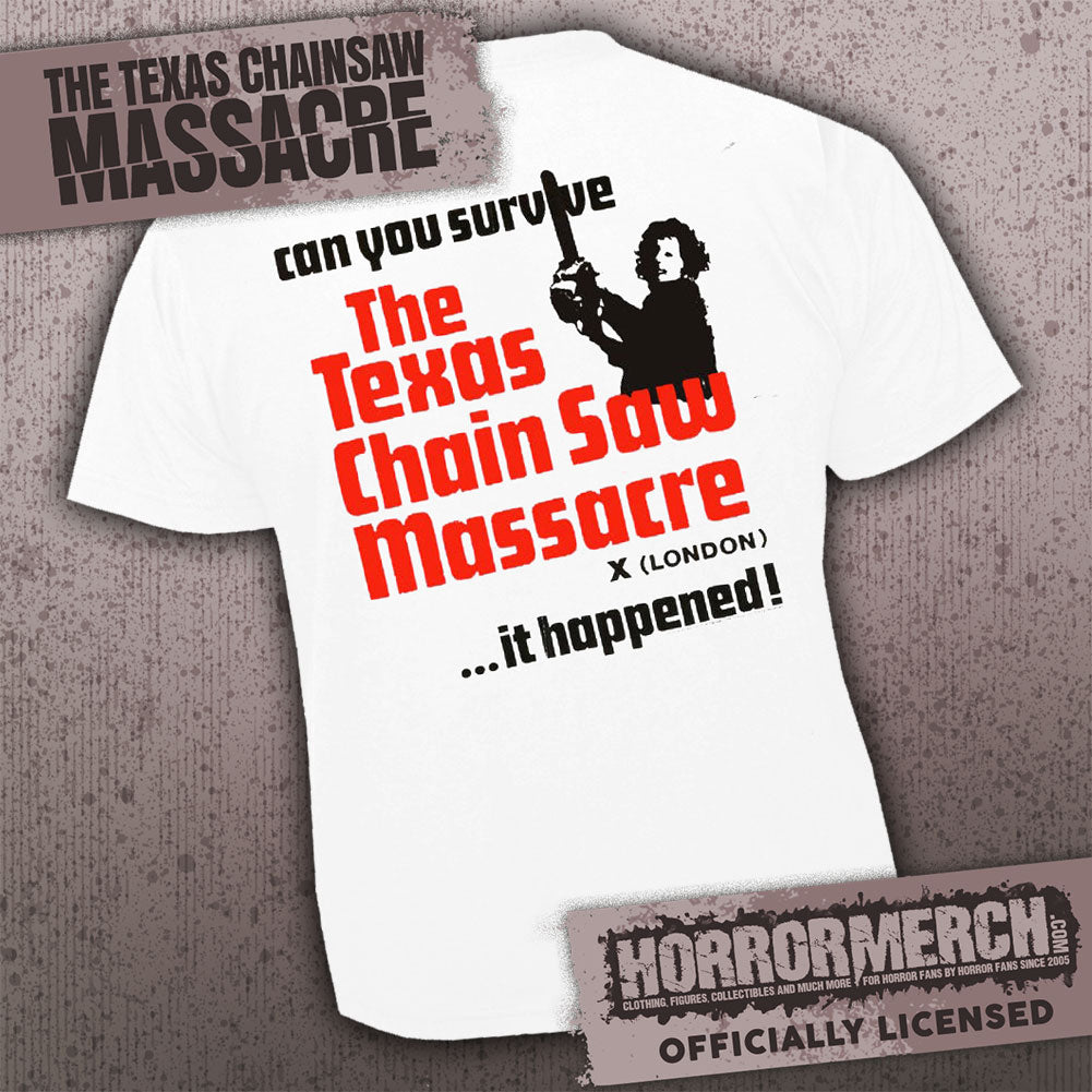 Texas Chainsaw Massacre - Can You Survive (White) (Front And Back Print) [Mens Shirt]