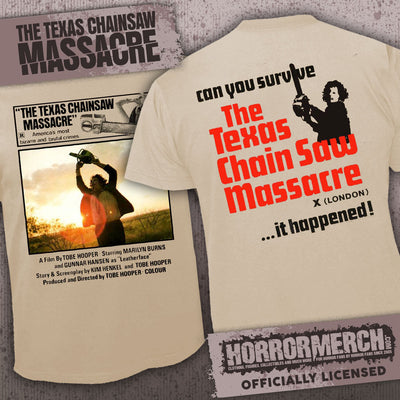 Texas Chainsaw Massacre - Can You Survive (Tan) (Front And Back Print) [Mens Shirt]