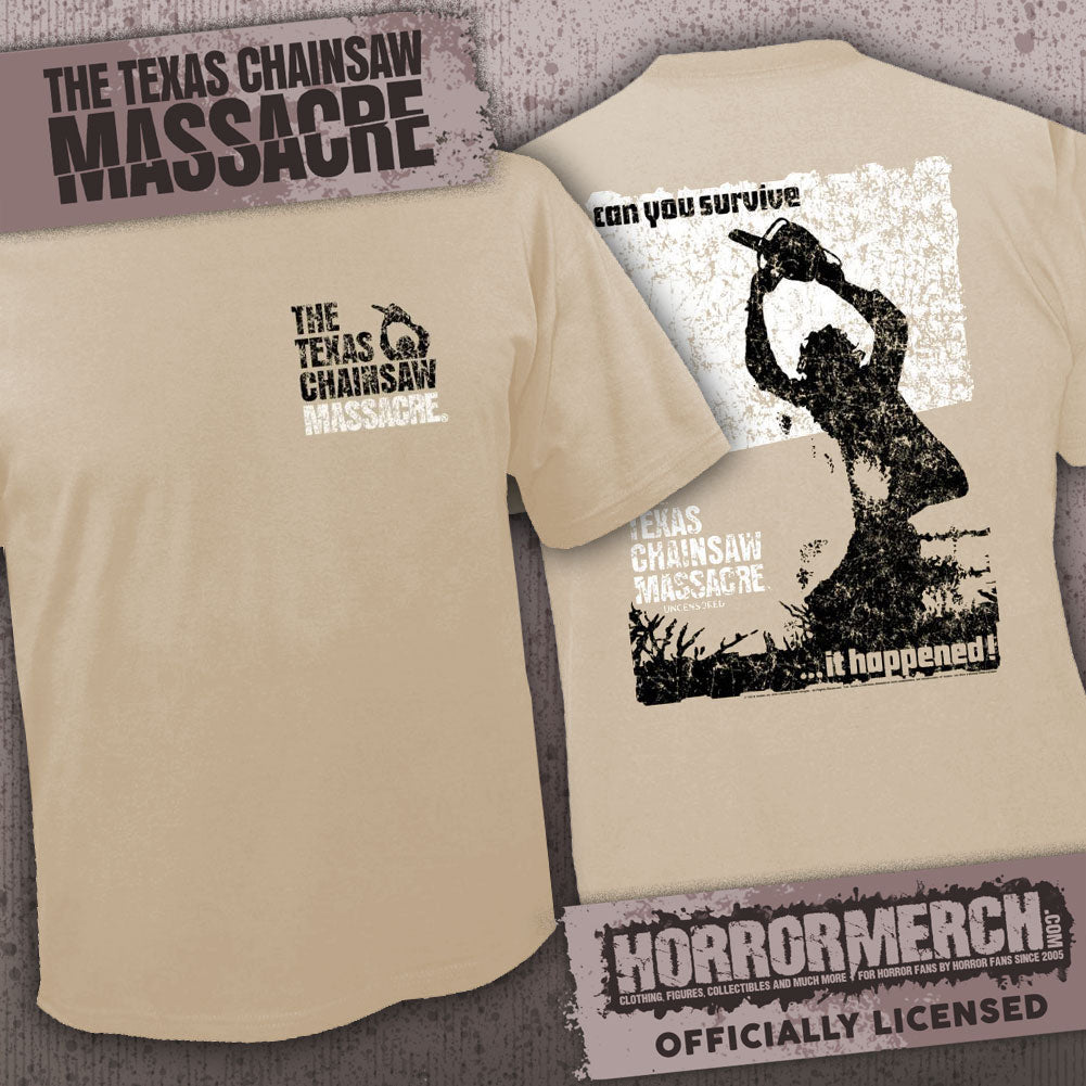 Texas Chainsaw Massacre - Logo Pocket Print (Tan) (Front And Back Print) [Mens Shirt]