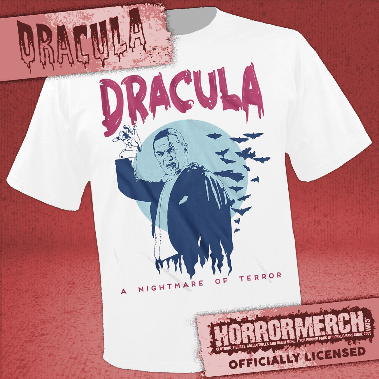 Dracula - A Nightmare Of Terror (White) Mens Shirt