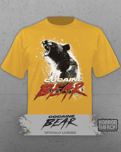 Cocaine Bear - Poster Mens Shirt (Yellow)