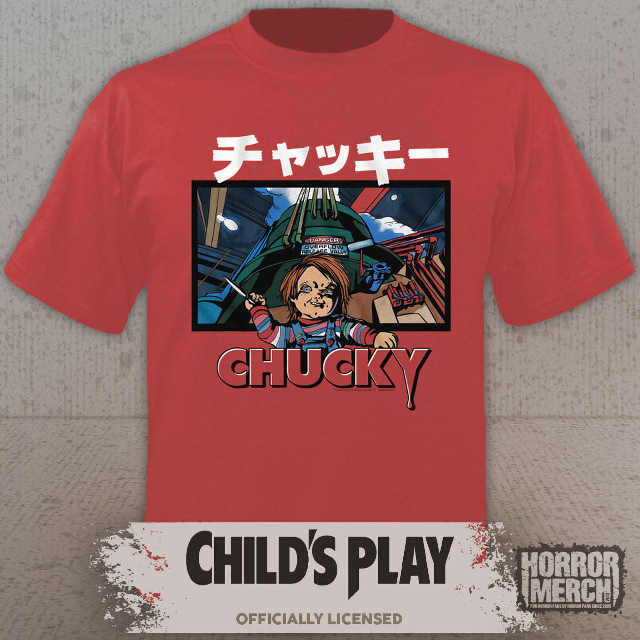 Childs Play - Factory Cartoon Mens Shirt (Red)