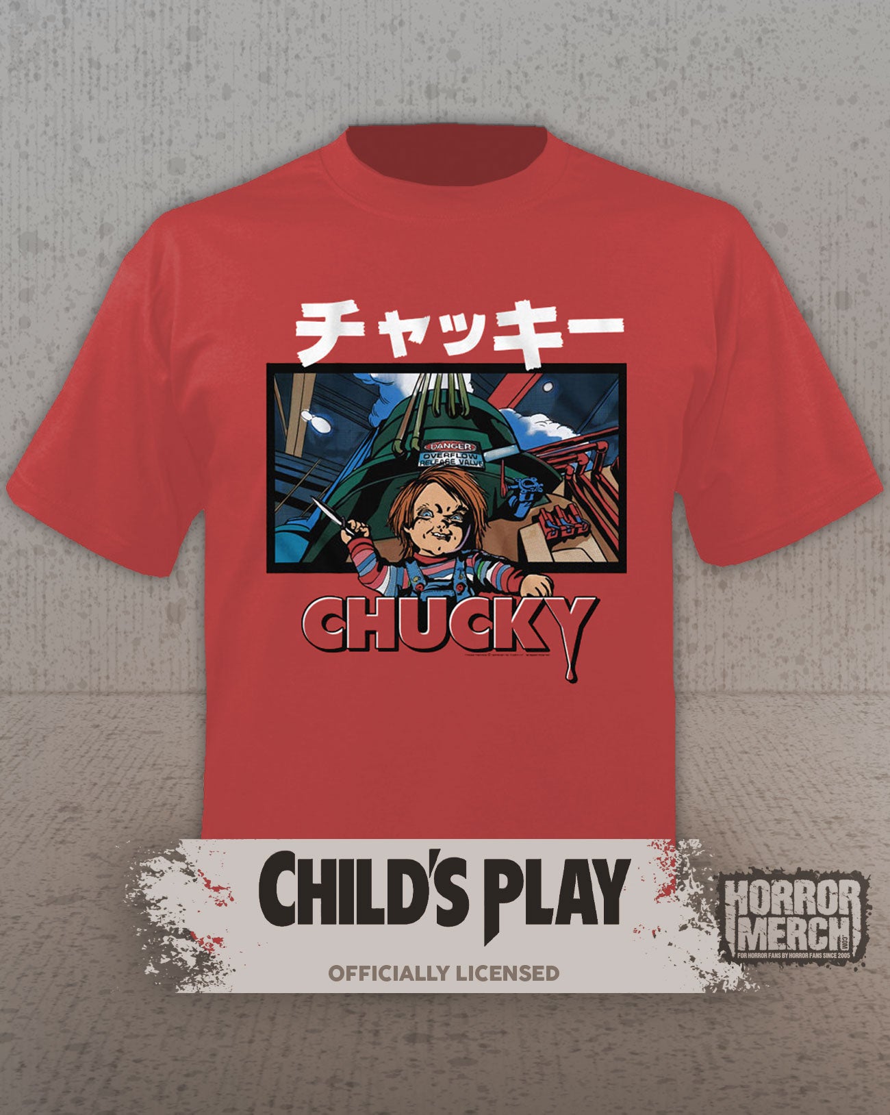 Childs Play - Factory Cartoon Mens Shirt (Red)