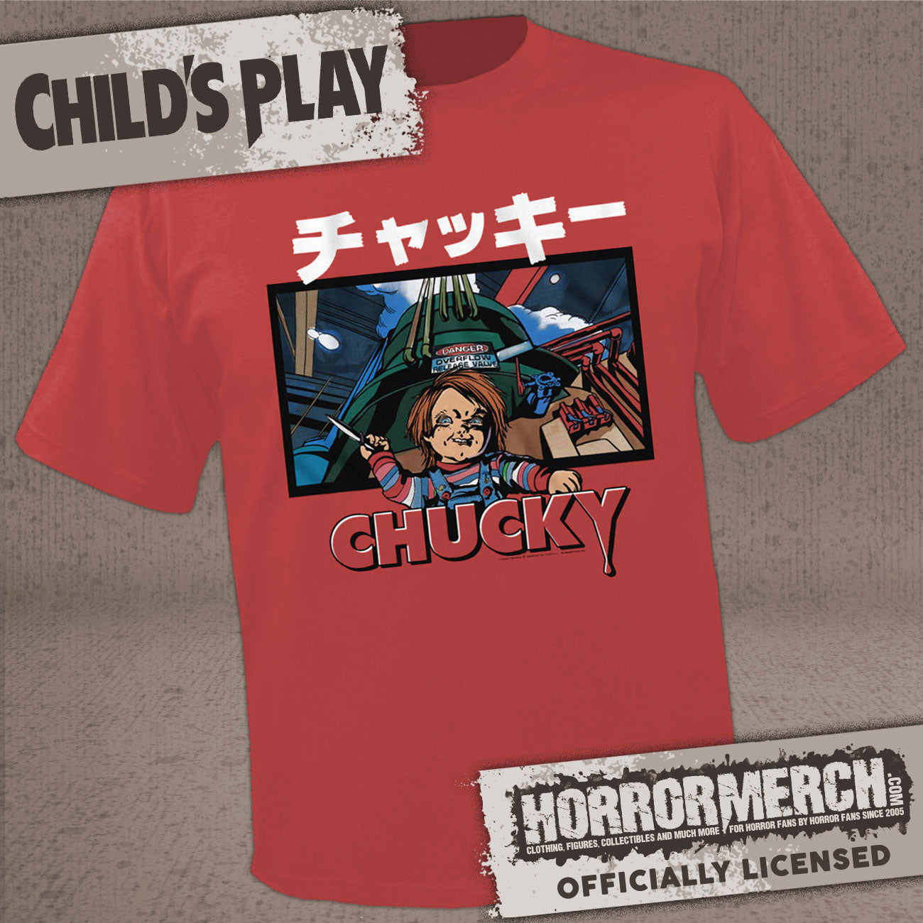 Childs Play - Factory Cartoon (Red) Mens Shirt