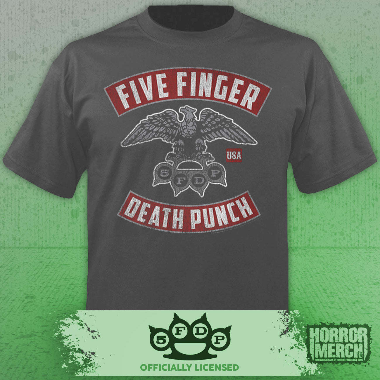 Five Finger Death Punch - Eagle Logo Mens Shirt (Gray)
