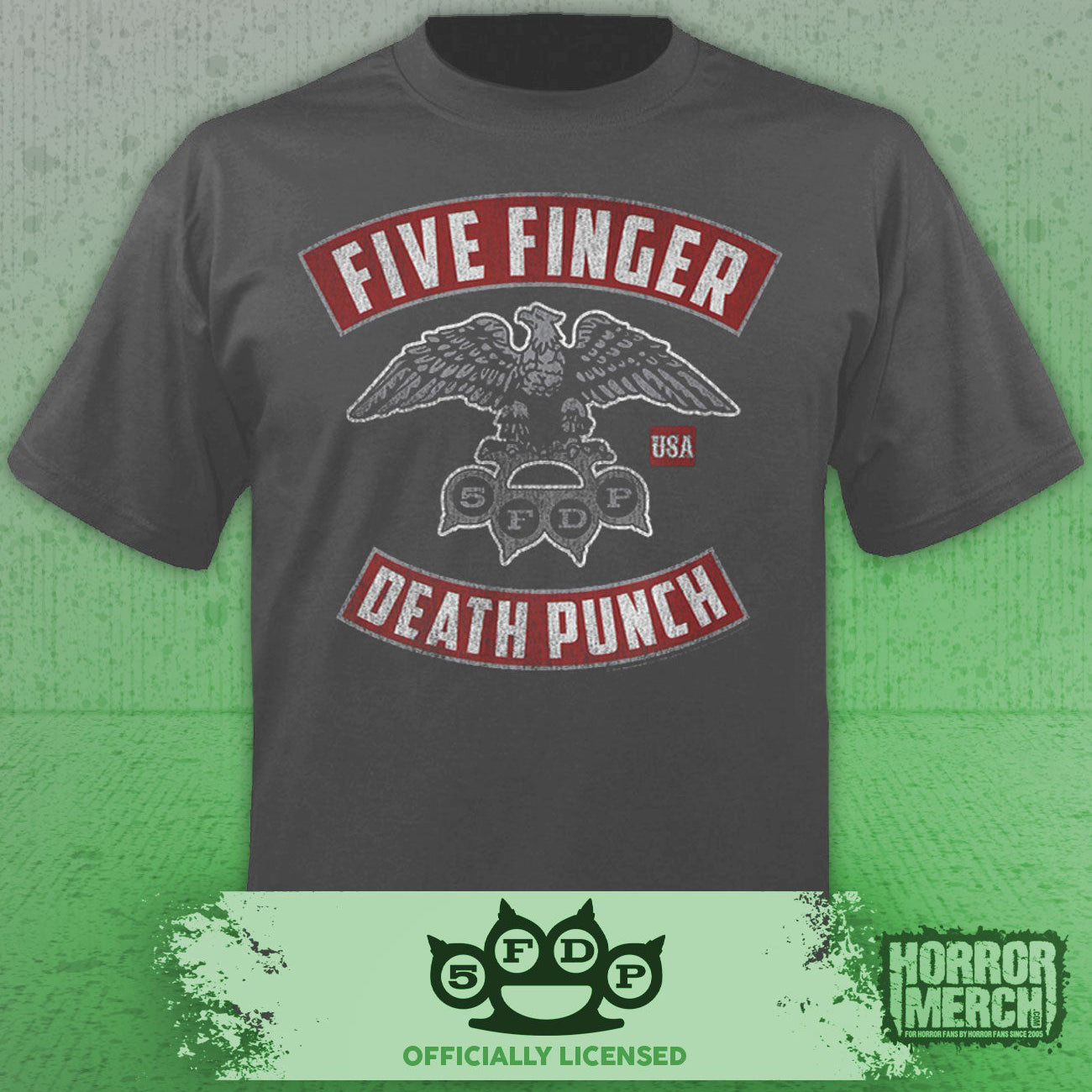 Five Finger Death Punch - Eagle Logo Mens Shirt (Gray)