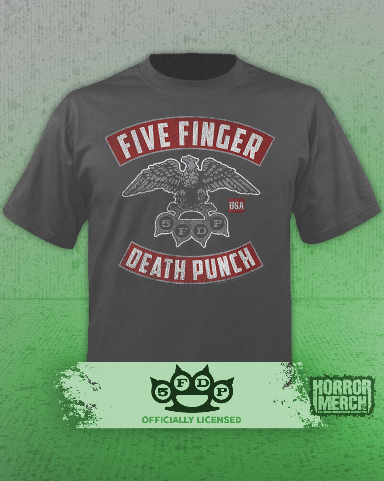 Five Finger Death Punch - Eagle Logo Mens Shirt (Gray)
