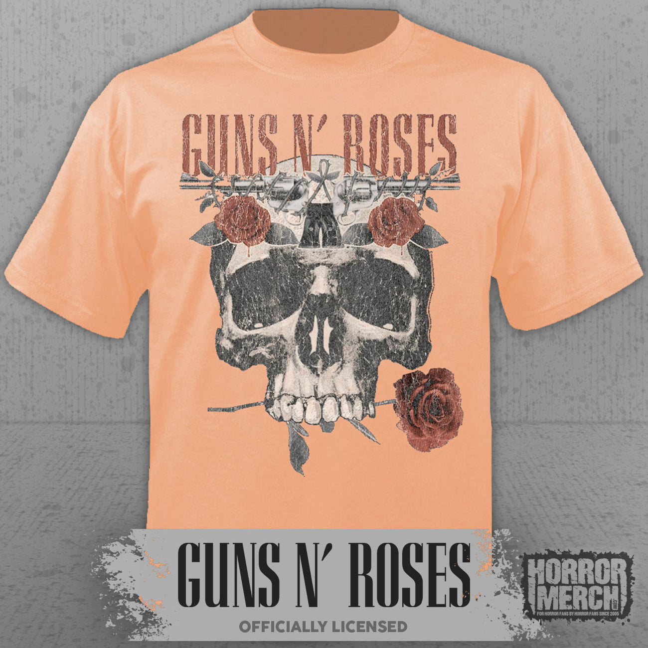 Guns N Roses - Skull Close Up Mens Shirt (Peach)