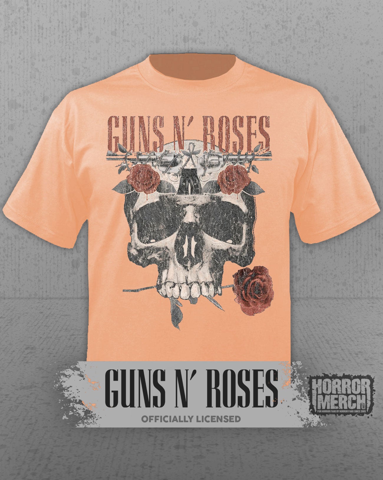 Guns N Roses - Skull Close Up Mens Shirt (Peach)