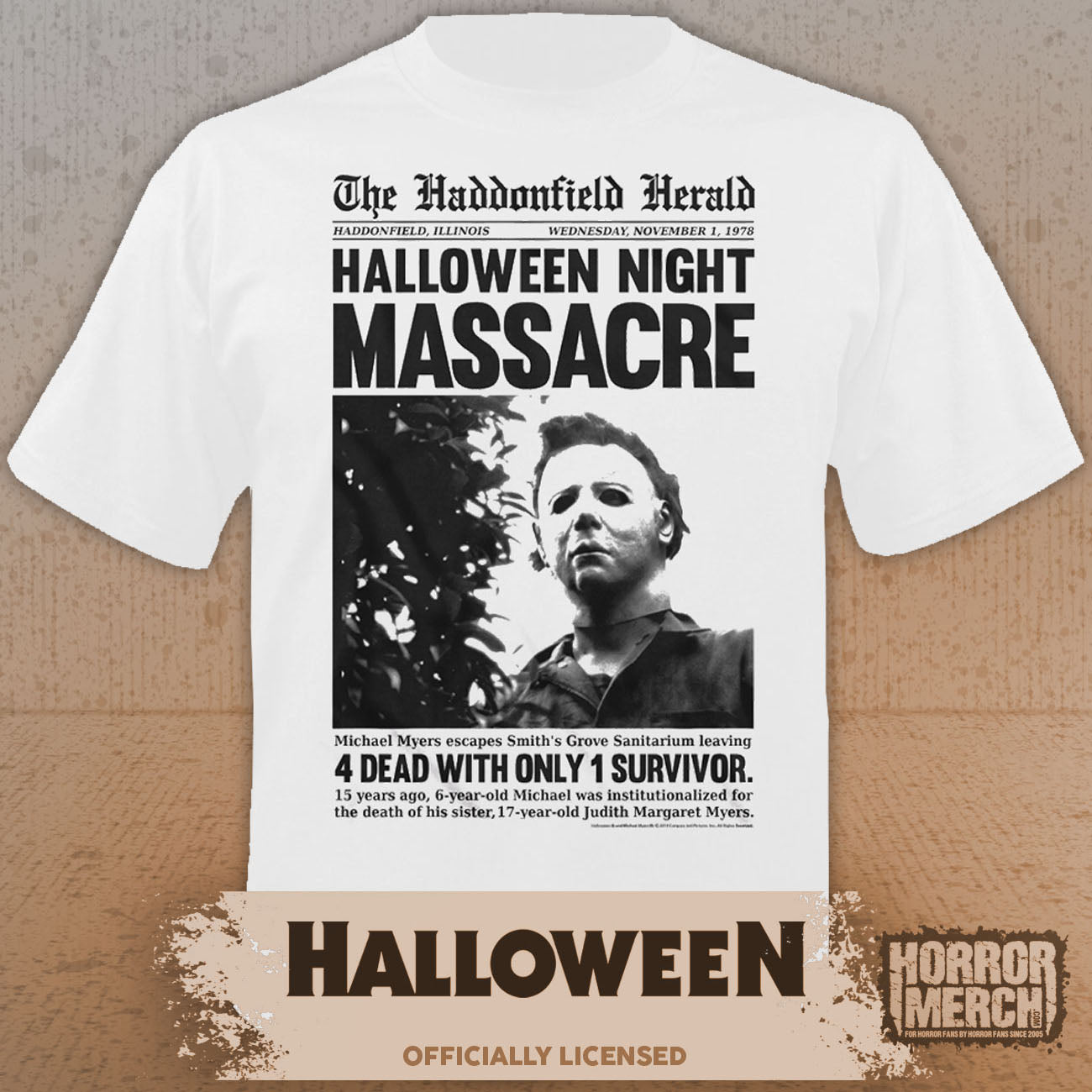 Halloween - Haddonfield Herald Mens Shirt (White)