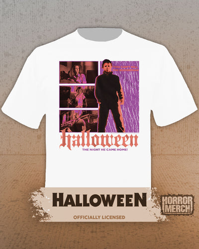 Halloween - Purple + Orange Mens Shirt (White)