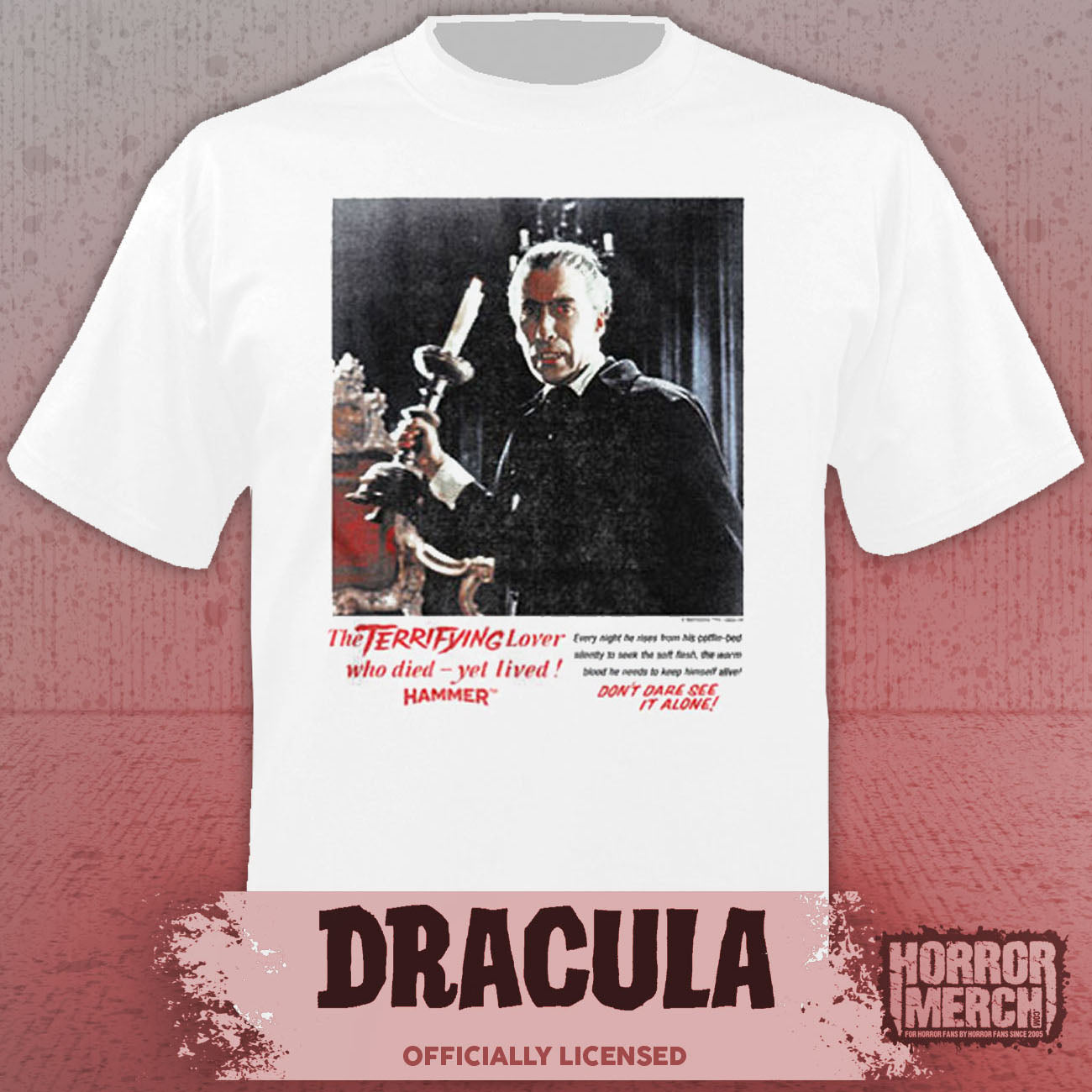 Dracula - Dont Dare See It Alone (White - Front And Back Print) Mens Shirt (White)